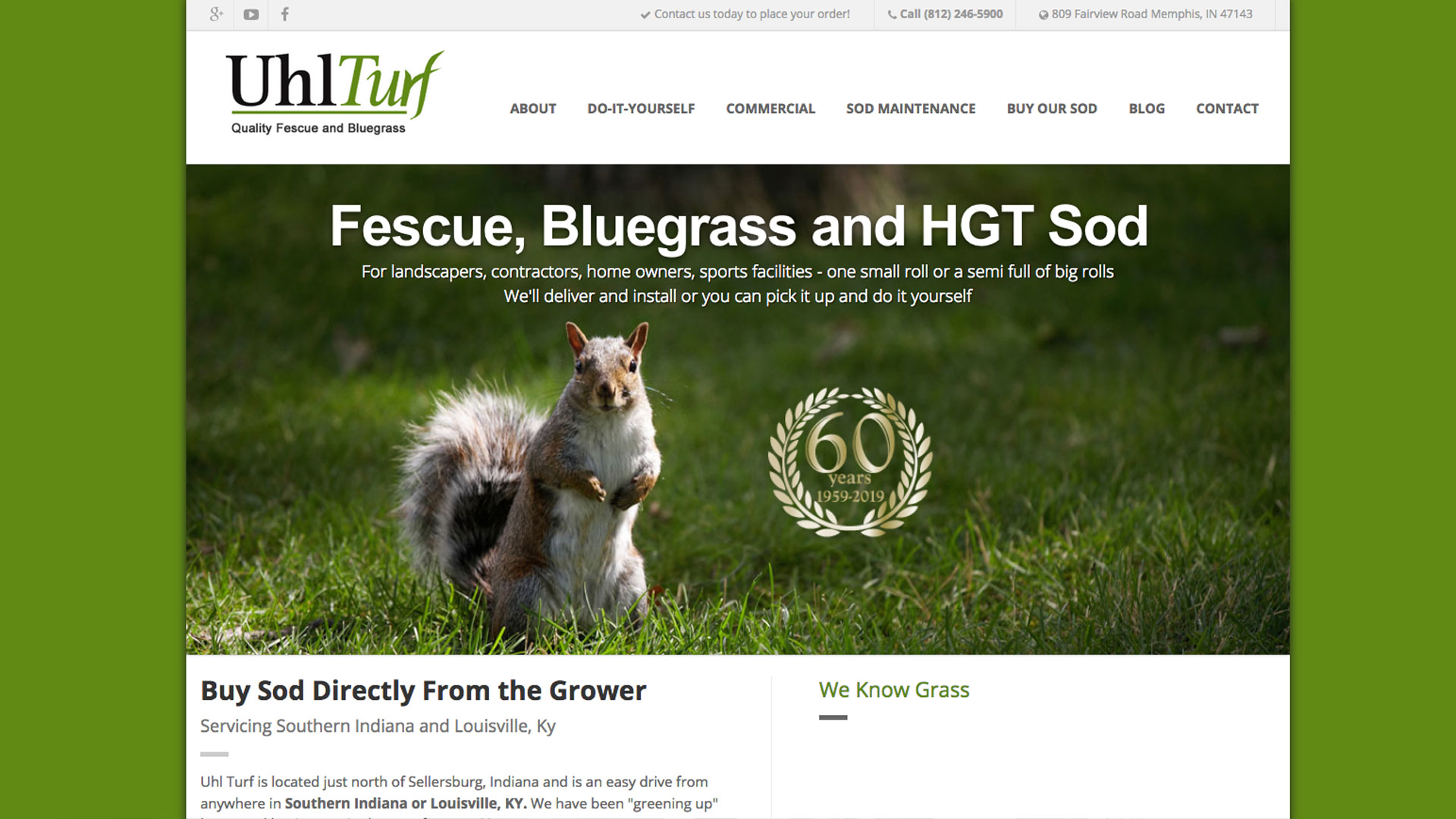 Uhl Turf website home page image